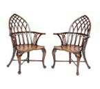 Labernum and mulberry Gothic windsor armchairs